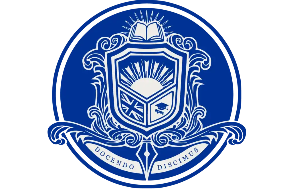 Logo of London Intercultural Centre featuring a shield, open book, and Latin motto.